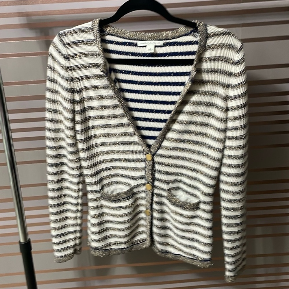 Stunning size small Banana Republic gold button cardigan with metallic thread